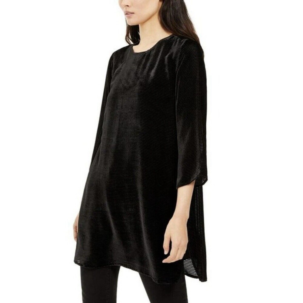 Eileen Fisher Velvet Silk Striped Tunic Small